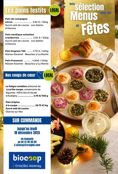 🎉 Bonne nouvelle !  Notre carte traiteur pour le magasin d'AIZENAY est prête !🍽️